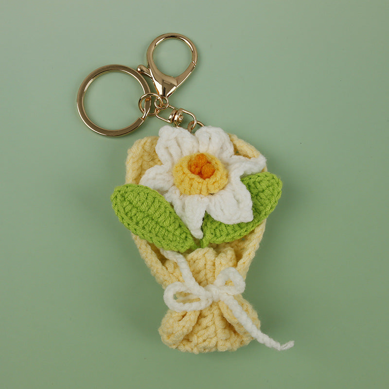 Charm de flor artesanal tejido en crochet