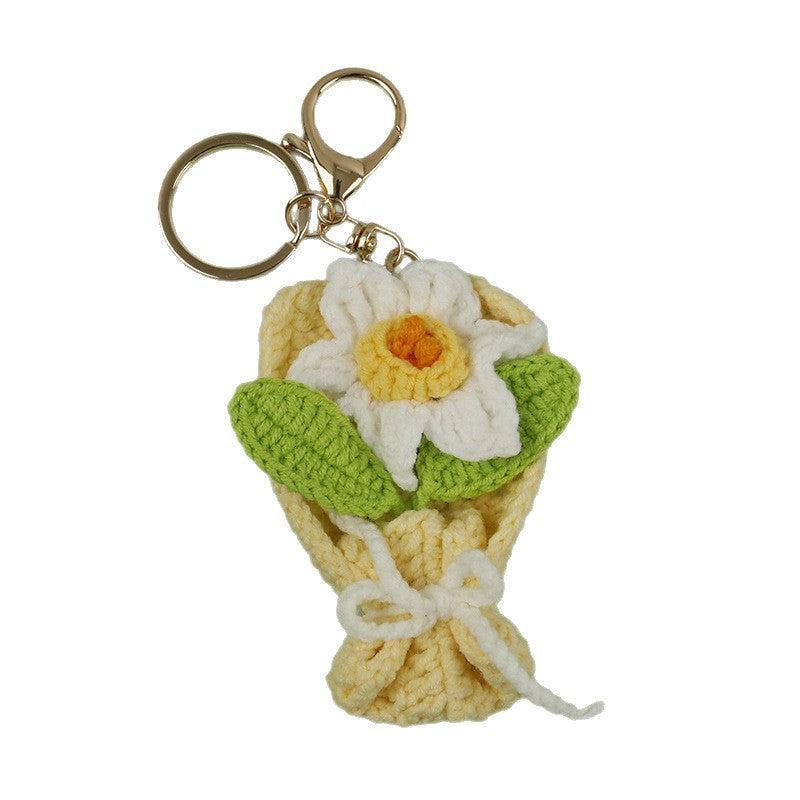 Charm de flor artesanal tejido en crochet