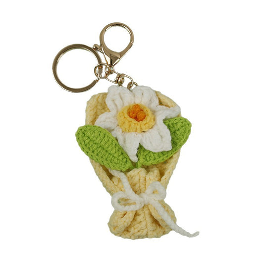 Charm de flor artesanal tejido en crochet