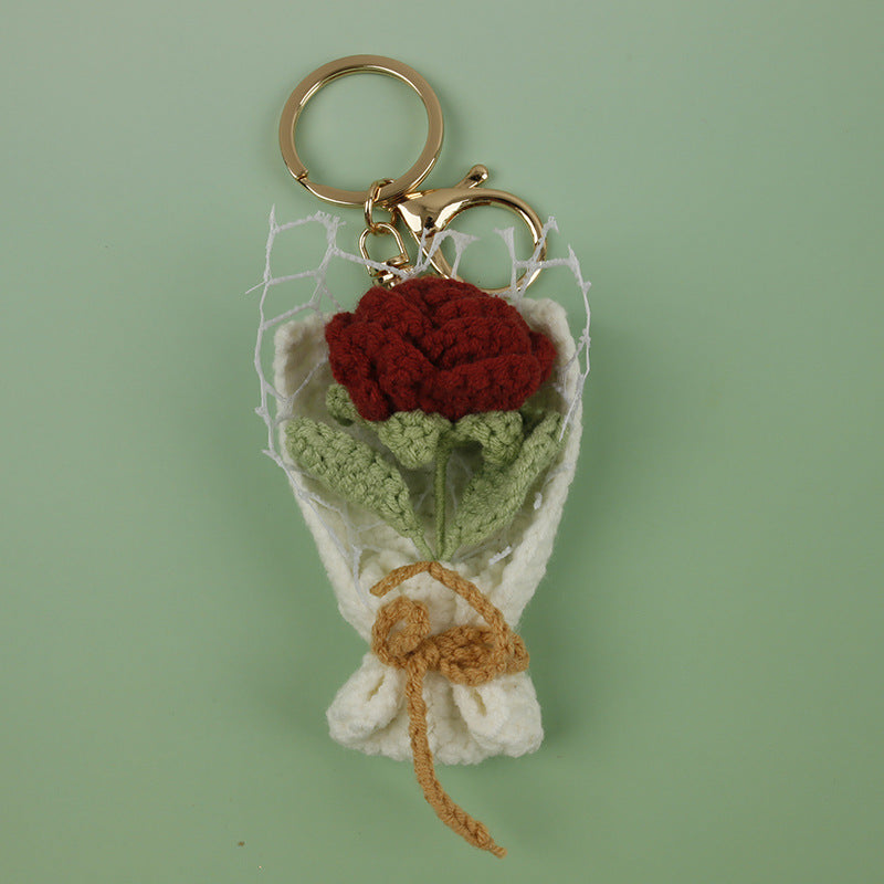Charm de flor artesanal tejido en crochet