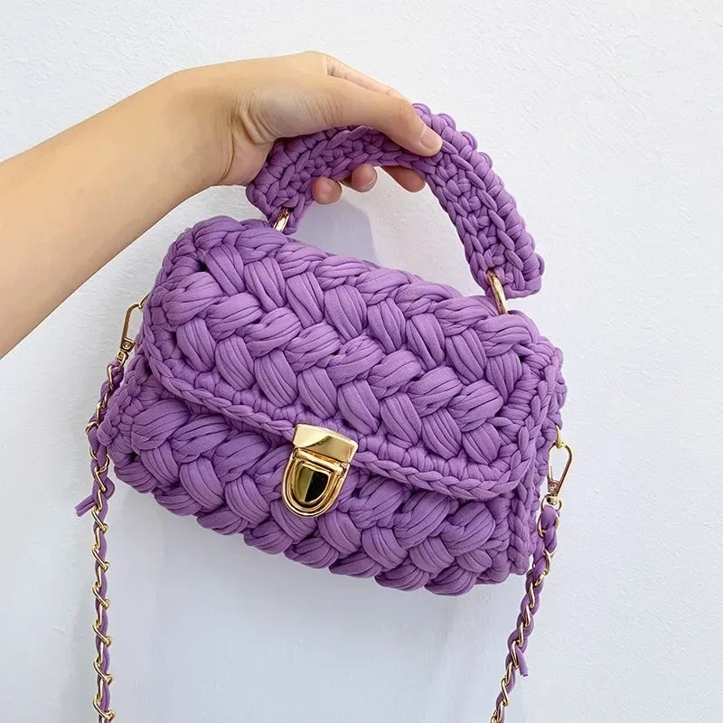 Bolso Bandolera de Crochet con Cadena – Tejido de Cuerda