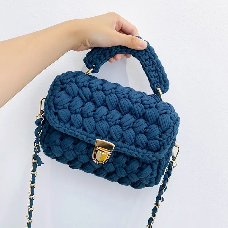 Bolso Bandolera de Crochet con Cadena – Tejido de Cuerda