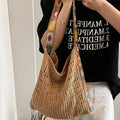 Bolso Shopper de Crochet Boho Grande con Flores