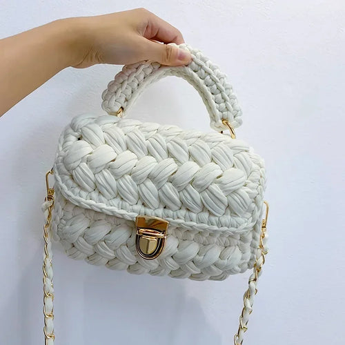 Bolso Bandolera de Crochet con Cadena – Tejido de Cuerda