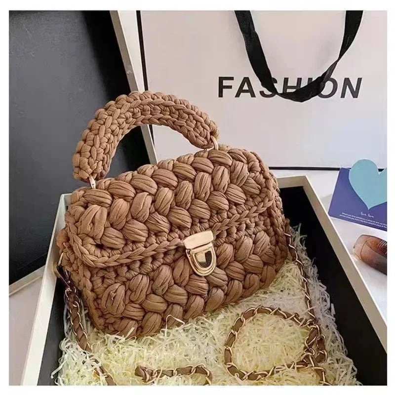 Bolso Bandolera de Crochet con Cadena – Tejido de Cuerda