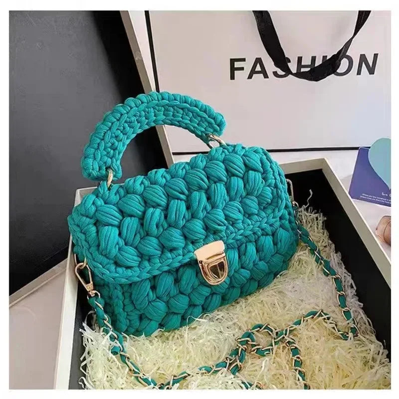 Bolso Bandolera de Crochet con Cadena – Tejido de Cuerda