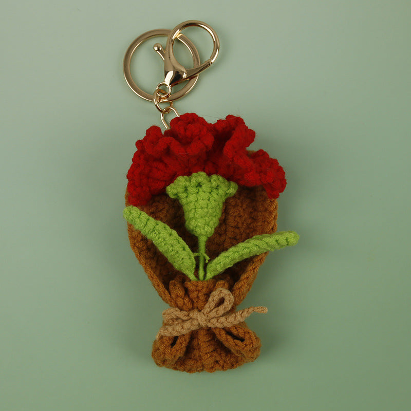 Charm de flor artesanal tejido en crochet